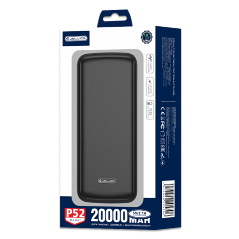 Li-Polymeer Powerbank 20.000 mAh 2x USB-A Uitgang, Type-C Ingang – Jellico P 52