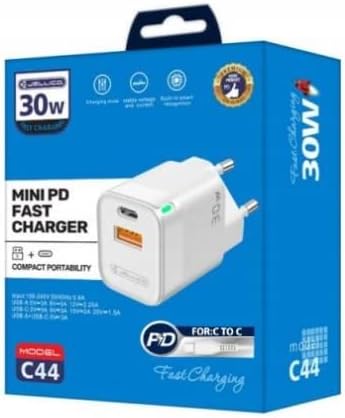 Jellico Complete Wall Charger C44 kit 30W – (USB-A en USB-C poorten + Type-C naar Type-C kabel)