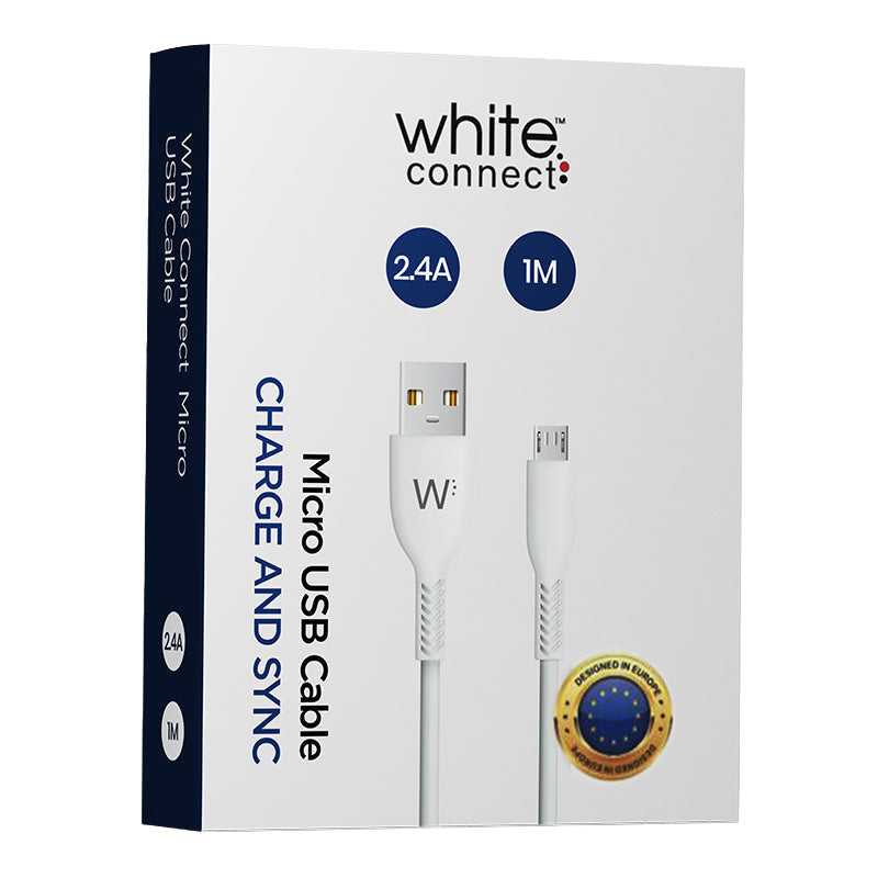 White Connect Micro-kabel 1M 2.4A