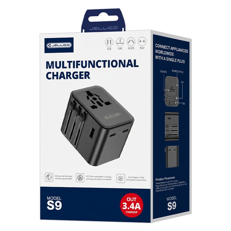 Jellico S9 multifunctionele universele reisoplader – 3,4A output