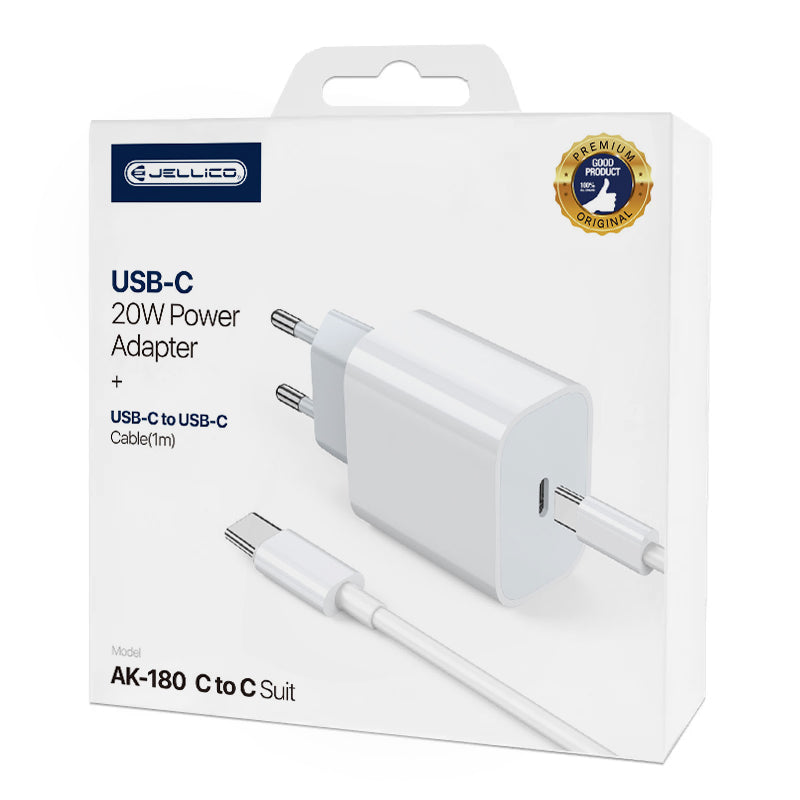 Complete wall charger PD 20W ( USB-C adaptor + Type-C - C kabe) - Jellico AK180 kits