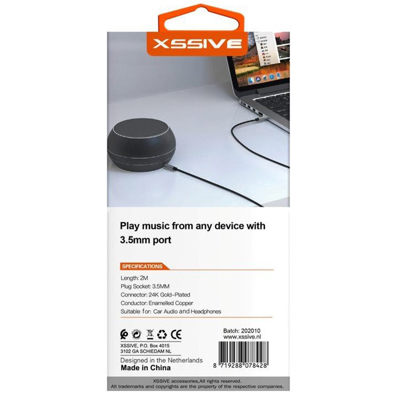 Xssive 3.5mm Aux Audiokabel – 2m Stereo Jack naar Jack Kabel – Geschikt voor Auto, Koptelefoon, Speaker, Telefoon – XSS-AUX2M
