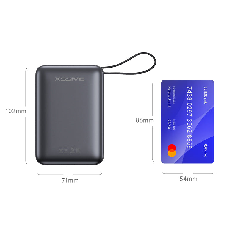 Xssive Mini Powerbank met Ingebouwde Kabel – 10.000mAh Snelladen (XSS-PB45 MINI)