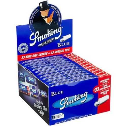 Smoking Blue King Size + Tips – 33 Vloeitjes met 33 Filtertips (Display)