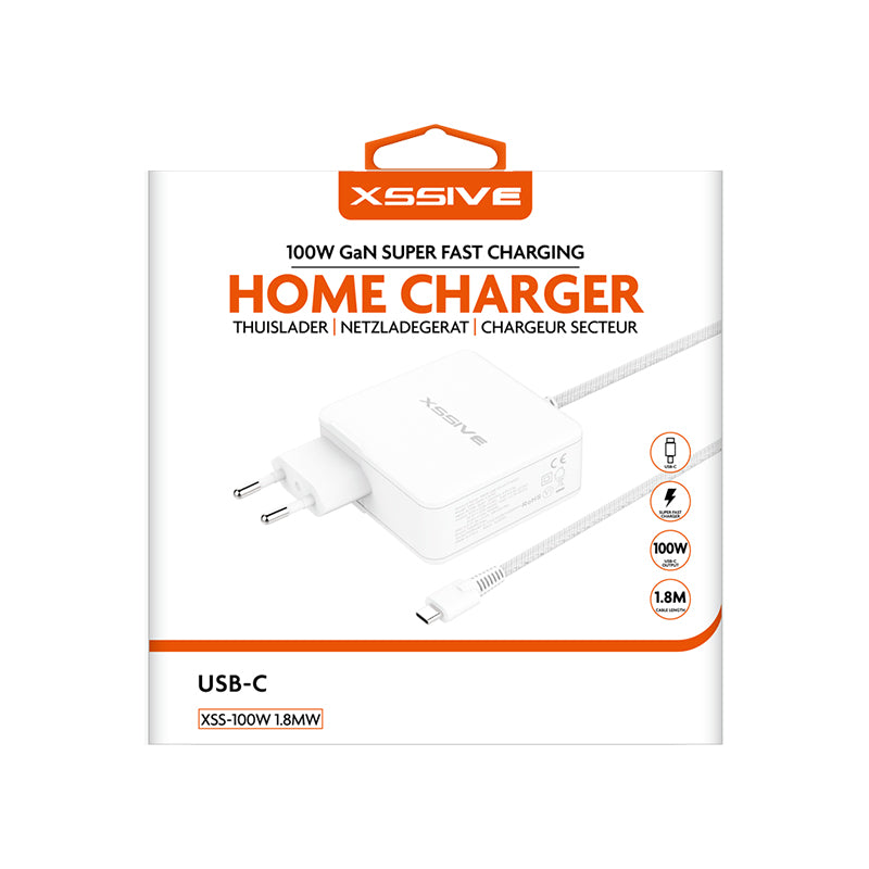 Xssive 100W GaN Super Snelle USB-C Thuislader – Wit (XSS-100W 1.8MB)