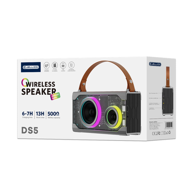 DS5 Draagbare Bluetooth Speaker V5.1 | 10W Bass, AUX/FM/TWS/MicroSD/USB, Handsfree, 5000mAh Batterij – Grijs - Jellico