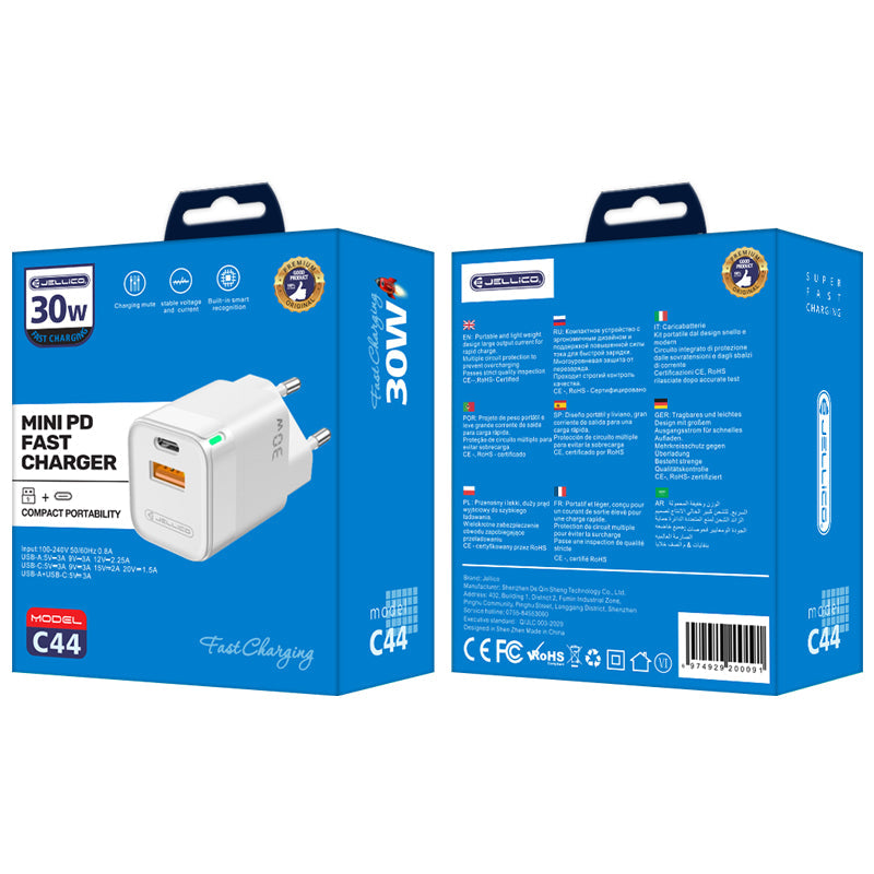 Jellico Wall Charger C44 30W (USB-C + USB-A aansluitingen)