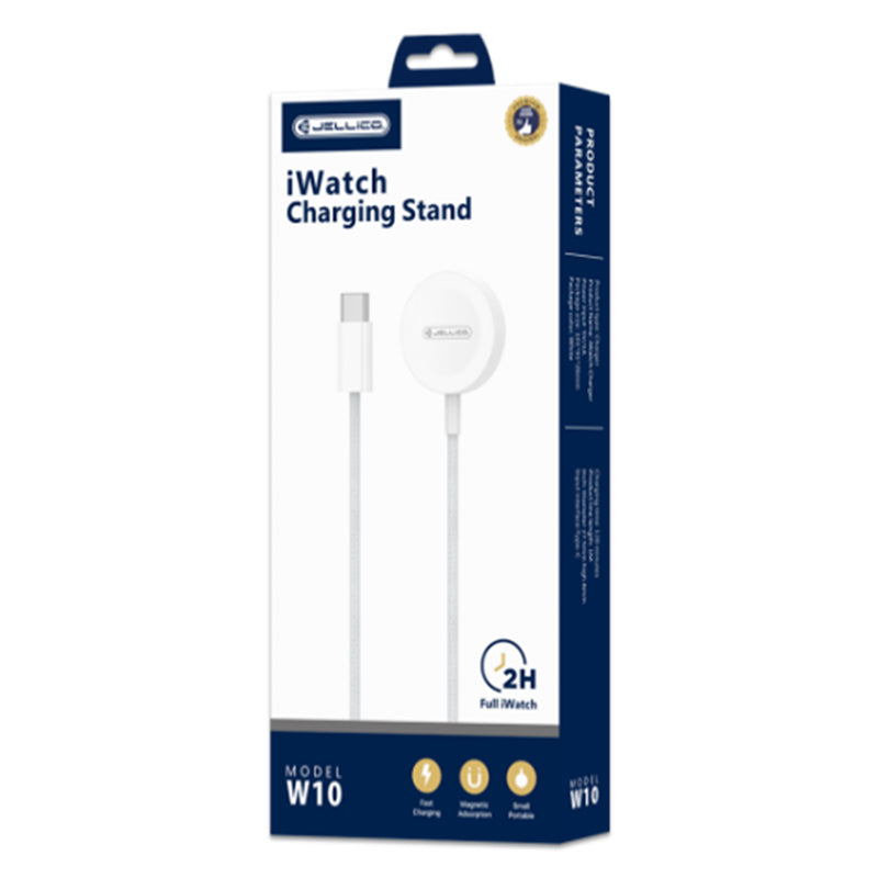 W10 Draadloze Oplader 3W | Magnetisch, Gevlochten Kabel, PC+ABS, Type-C Ingang – Wit - Jellico